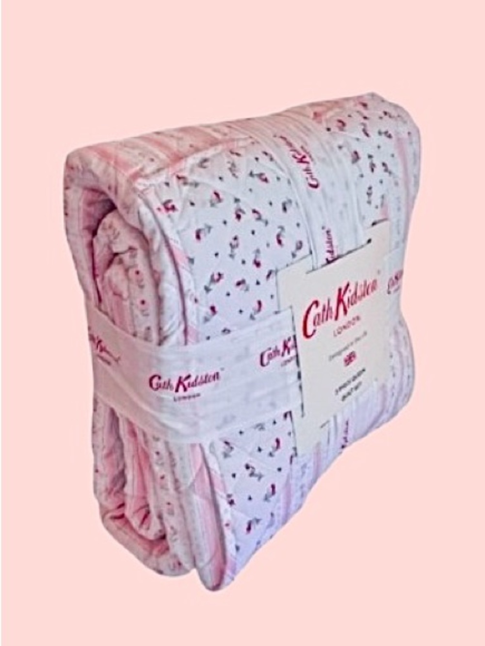 🆕- Cath Kidston Rosebud Pink Floral & Stripe Queen 3 Piece Quilt Set. Beautiful